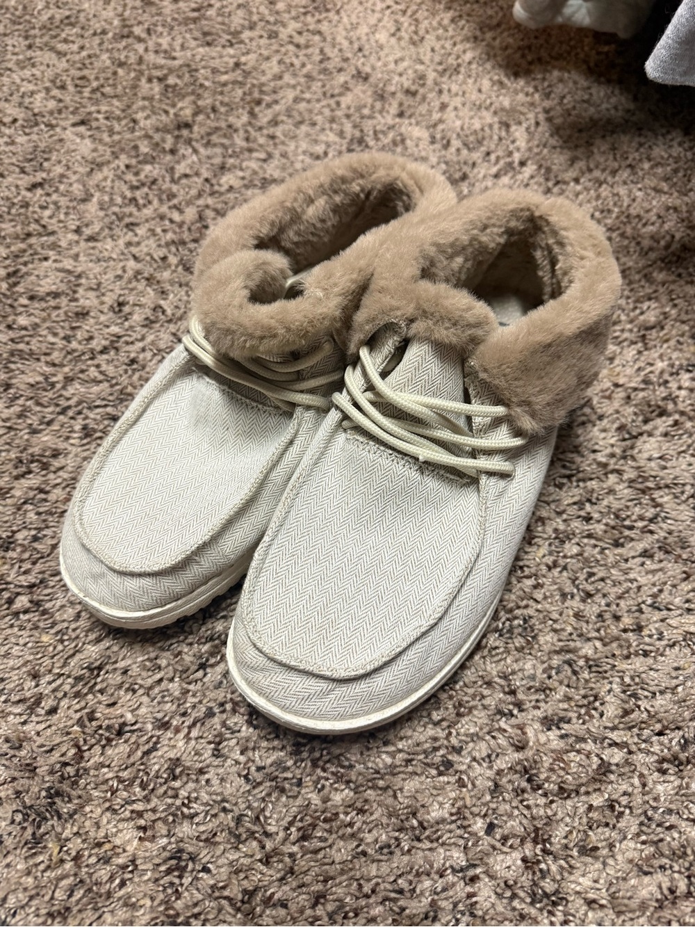 Hey Dudes-Slip On Faux-Fur Lined Shoes in Light Brown
